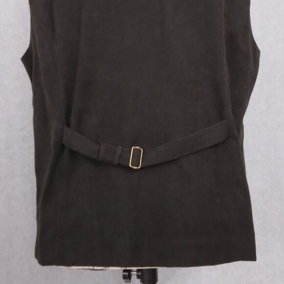 Bob Mackie | Black Faux Suede Embroidered Vest Front Zip | Size L - Picture 6 of 8